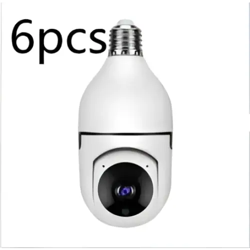 White spherical wifi camera 1080p with black lens and bulb-shaped top featuring full color night vision