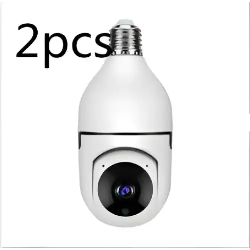 White spherical bulb camera with black lens featuring 1080p wifi camera and full color night vision for security use