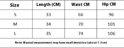 The table displays size measurements in centimeters for the leopard print sexy hot girl skirt including lengths waist circumferences and hip circumferences for sizes s m and l.