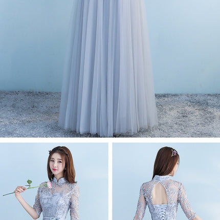 Long Bridesmaid Blue Wedding Dress Girlfriends Party Dress - Royalessencelux