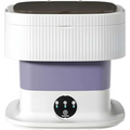 White and lavender foldable 10l portable washing machine with ribbed texture and dark brown lid for baby clothes cleaning