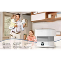 White and gray cylindrical 10l portable washing machine with vertical ridges and front control panel for baby clothes cleaning
