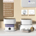 White and purple foldable 10l portable washing machine for baby clothes with a touch screen interface