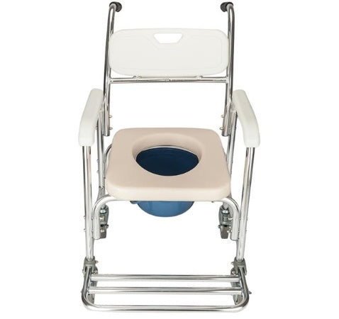 Multifunction Soft Cushion Toilet & Bath Chair – 300 lbs, Aluminum, Wheels