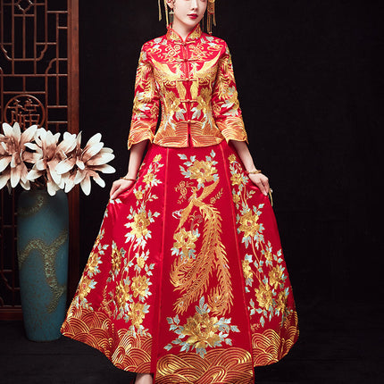 Chinese Dragon And Phoenix Gown A Chaplet And Official Robes Xiuhe Dress - Royalessencelux