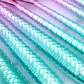 Iridescent teal and pink mermaid makeup brushes kit featuring 11pcs makeup brushes with mermaid-scale pattern