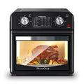 Black plumchef 12 liter air fryer oven with dual knob control and glass door roasting turkey with vegetables inside