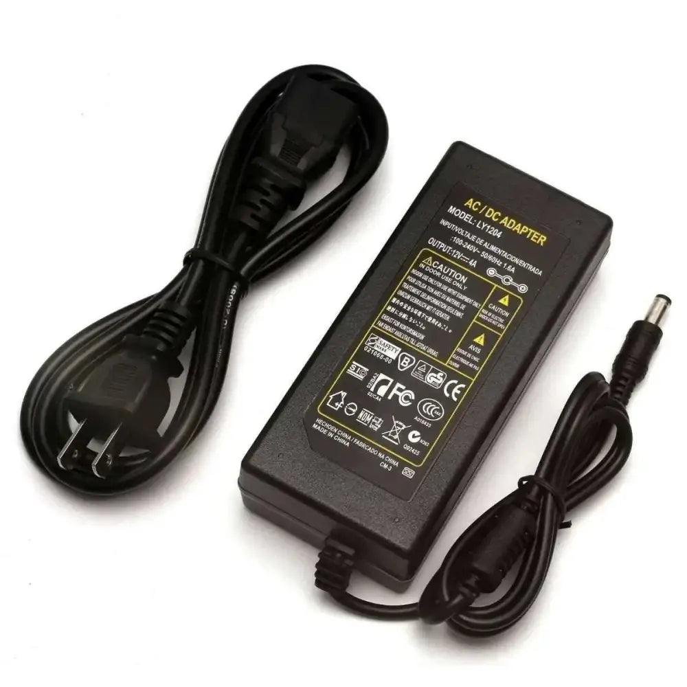 Black plastic ac dc adapter ly204 with coiled power cords for 12v 10a power supply led strip light USA