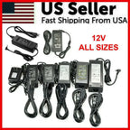 Black plastic 12v 10a power supply ac to dc adapters with coiled cords for led strip light usa use