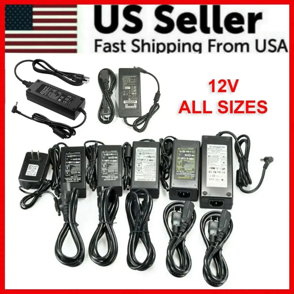 Black plastic 12v 10a power supply ac to dc adapters with coiled cords for led strip light usa use