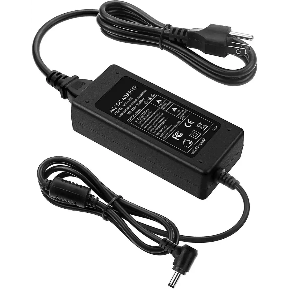 Black plastic 12v 10a power adapter with two-prong plug and dc connector for led strip light usa use
