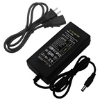 Black rectangular 12v 10a power ac adapter with coiled cord and connector for led strip light usa use