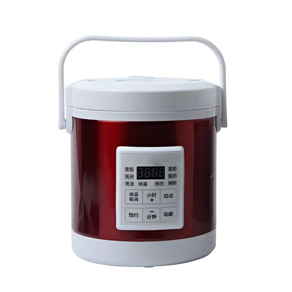 Red and white 12v 24v mini insulated rice cooker with digital control panel for car and truck use 1.6l capacity