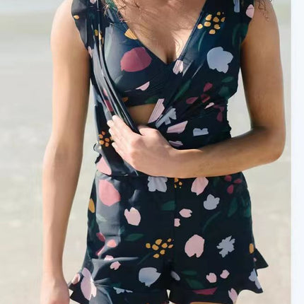 Built-in Bra Hot Spring Boxer Print European And American One-piece Swimsuit - Royalessencelux