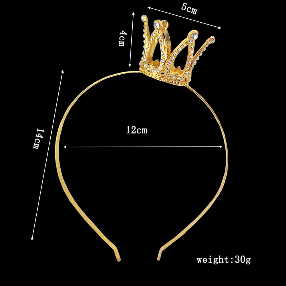 Gold-colored hair comb crown adorned with sparkling rhinestones as elegant crown rhinestone accessories for children.