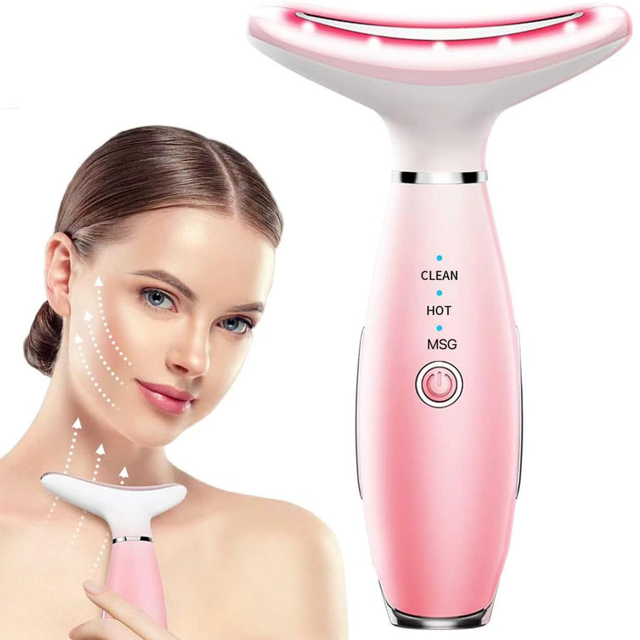 3-in-1 Neck & Face Massager with Warm Thermal and Vibration - Rechargeable Facial Sculpting Tool