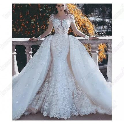 Africa Mermaid Wedding Dresses Long Sleeves Bridal Gowns - Royalessencelux