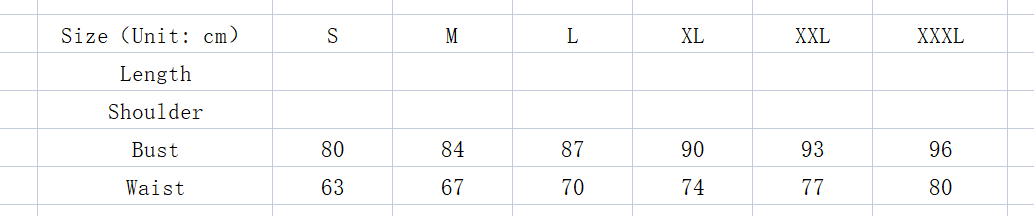 Size chart for a women’s small trailing wedding dress with layered tulle showing measurements in centimeters for sizes S through XXXL.