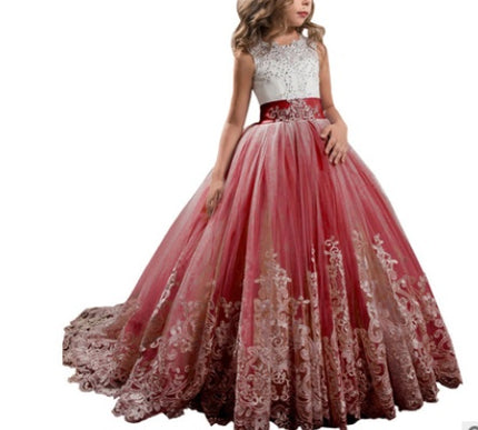 Europe And The United States New Children's Clothing Lace Wedding Dress - Royalessencelux