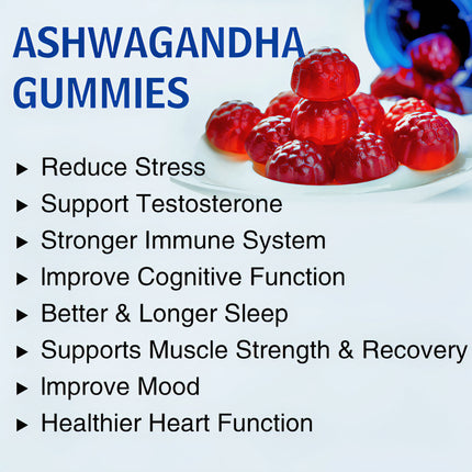 Abronikey Ashwagandha Vitamin D Gummy Mixed Berry, KSM-66, Vegan,Plant Based, Non-GMO, Gluten-Free Gelatin Free - Royalessencelux