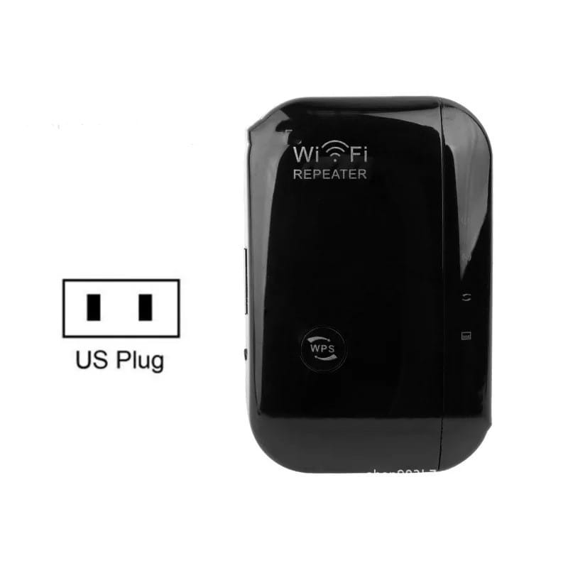 black plastic wifi signal amplifier wireless router with glossy finish and wps button for enhanced wireless signal amplification