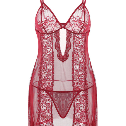 Lace Sling Long Skirt See-through Plus Size Nightdress Panties - Royalessencelux