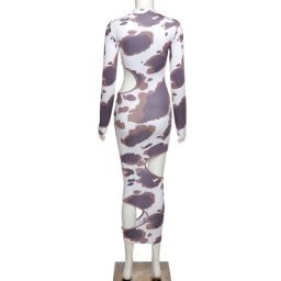 Weird Puss Hollow Out Women Irregular Hole Maxi Dresses Skinny Full Sleeve Skinny o-Neck Activewear Party Prom Club Street Style - Royalessencelux