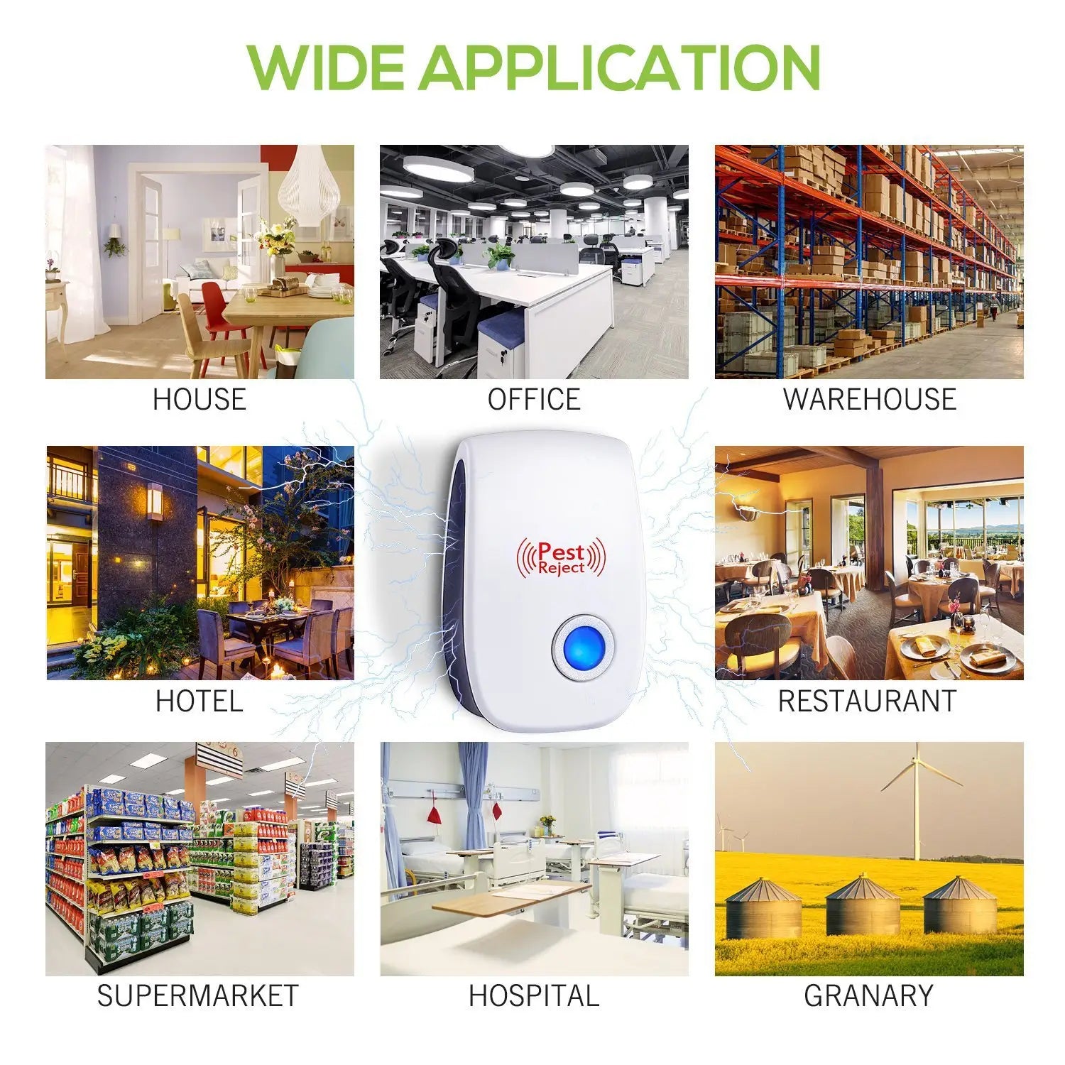 White and blue pest reject electronic mosquito repeller with a circular button for direct selling ultrasonic electronic pest control.