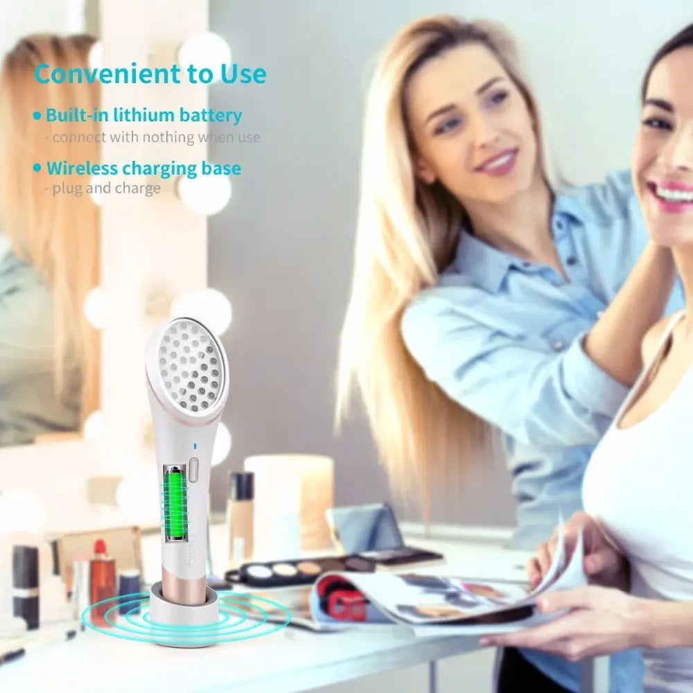 Xpreen wireless blue light acne therapy device in white and rose gold featuring a grid of led lights for effective light therapy treatment.