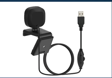 black model 4k live broadcast beauty computer camera with adjustable clip and coiled USB cable for high-quality live streaming and video calls