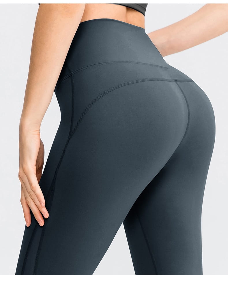 dark gray high-waisted seamless leggings with a smooth form-fitting design ideal for women seamless high and butt lifting workout leggings.