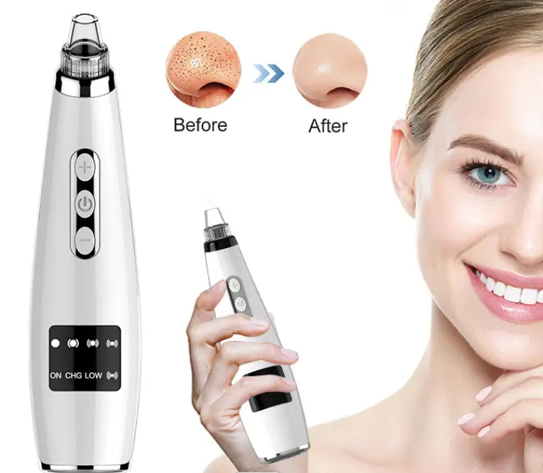 Silver and black electric black head suction instrument with sleek ergonomic design for effective suction instrument use