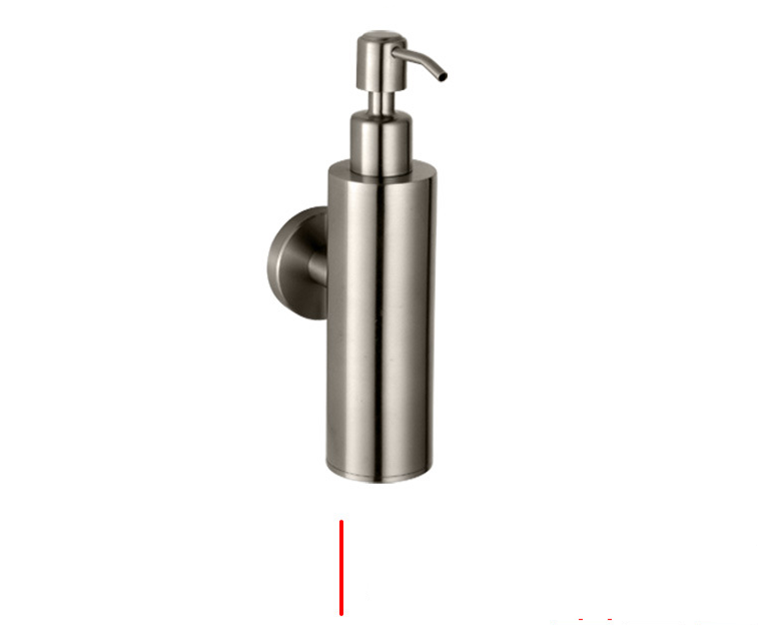 Stainless steel wall mounted bathroom hardware pendant lotion bottle with a sleek cylindrical body and brushed finish.