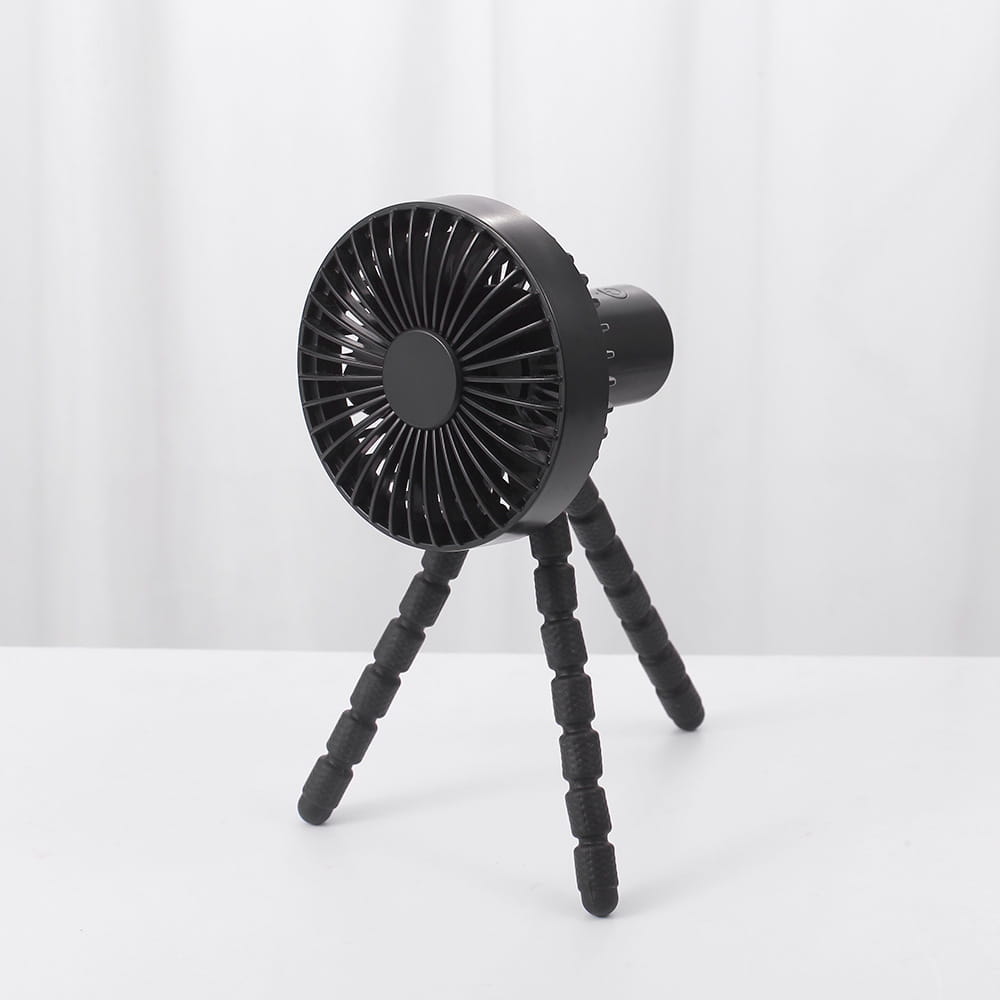 black tripod small fan with flexible legs designed as a multifunctional small fan desktop for adjustable cooling