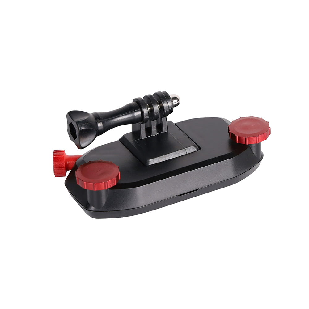 Black and red adjustable clip yi sports camera accessory with a GoPro-style mounting bracket designed for quick-hanging and secure attachment.