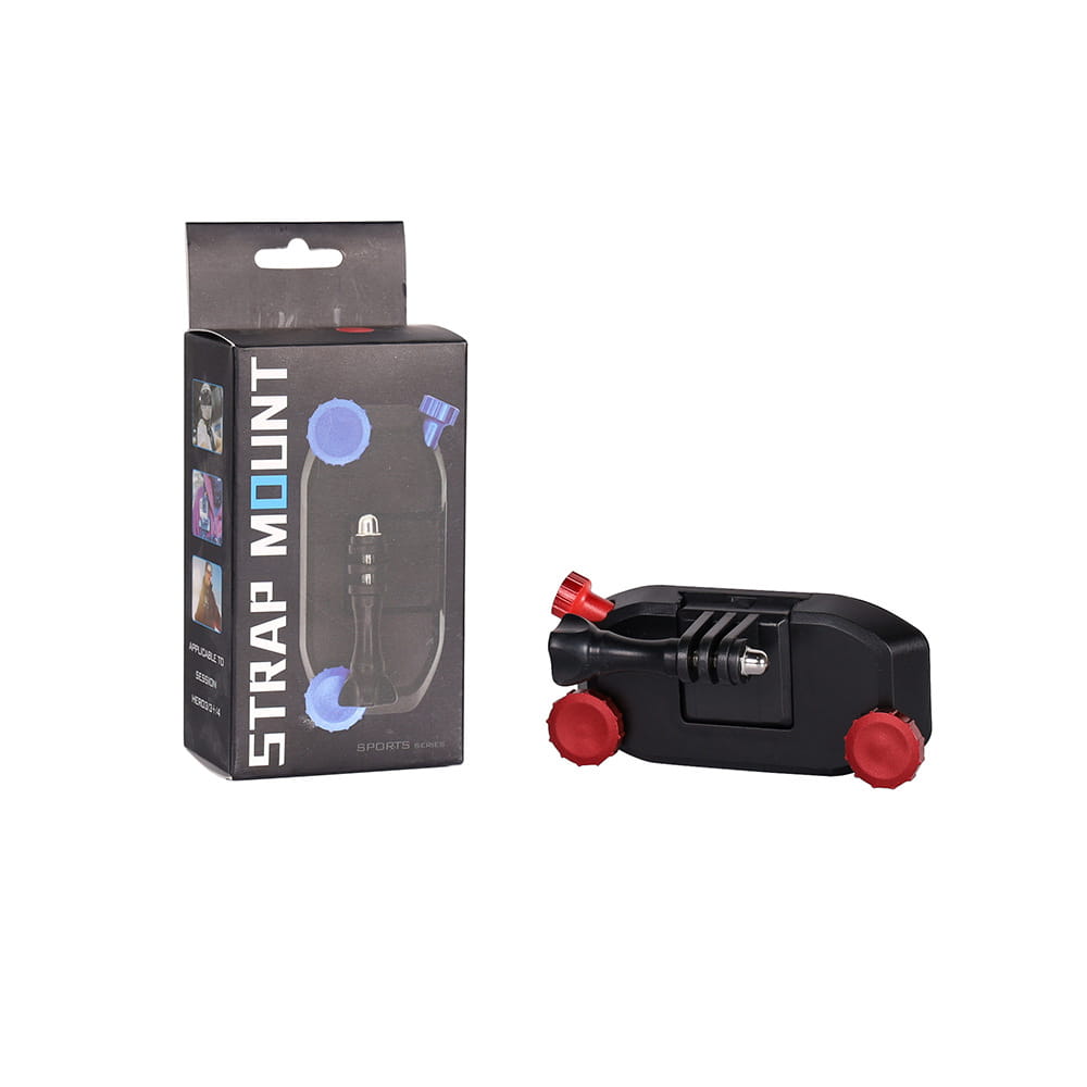 black and red quick-hanging clip yi sports camera accessories featuring an adjustable strap for secure mounting of sports cameras