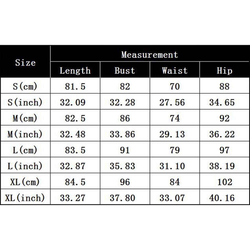 Size chart table showing length bust waist and hip measurements in centimeters and inches for s m l and xl sizes of quality explosion mesh sequined retro mini dress reflecting amazon ebay quality standards.
