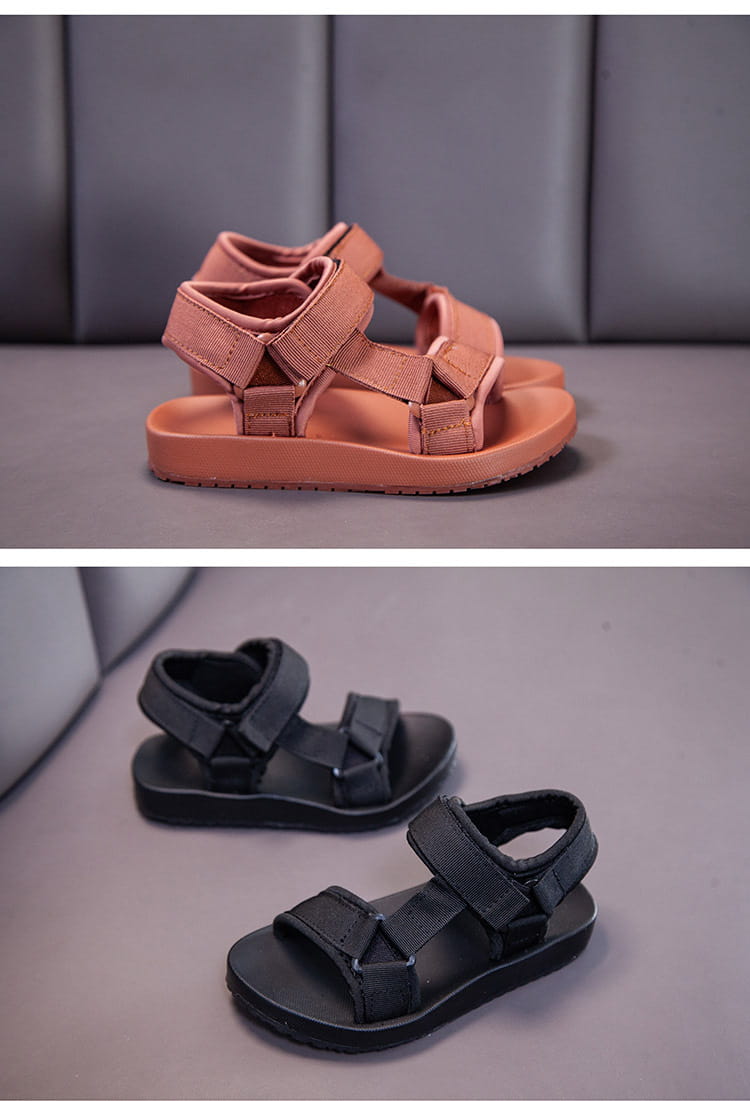 tan and black childrens peach breathable casual shoes with adjustable velcro straps and rubber soles designed as school breathable casual shoes