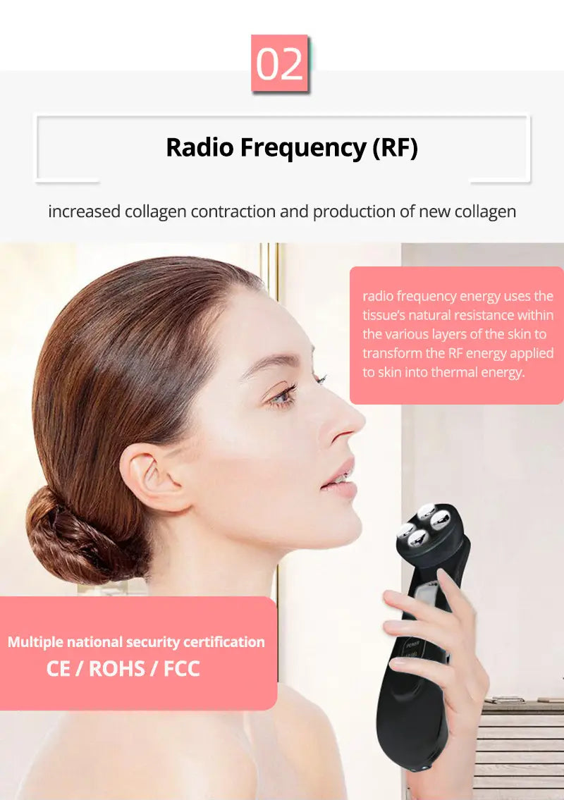 Black handheld multifunctional skin rejuvenation care instrument with three spherical treatment heads for advanced skin rejuvenation care.