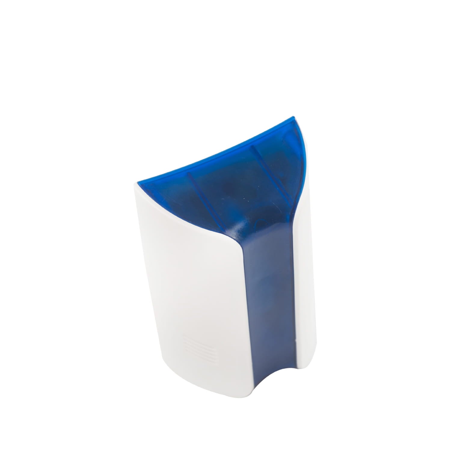 blue and white plastic dental impression tray shown alongside electronic rat control device with led lighting for effective rat control and monitoring