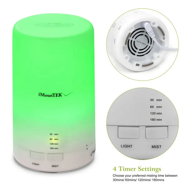 Ultrasonic Cool Mist Humidifier & Aroma Diffuser - 7-Color Night Light, 4 Timers, Auto Shut-Off