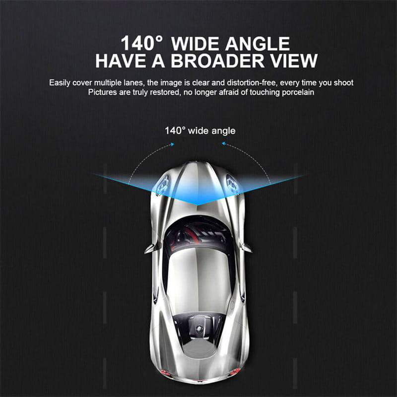 Silver sports car with sleek aerodynamic design and glossy finish displayed alongside a 1080p dual lens dash cam video recorder for comprehensive vehicle recording.