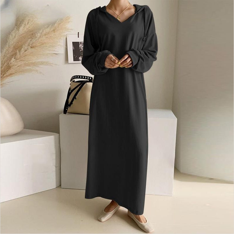 Women's Cozy Long Sleeve Shirt Collar Sweater Maxi Dress for Fall and Winter