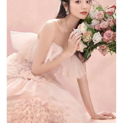 Street Photography Pettiskirt Colored Mesh Temperament Banquet Light Wedding Dress - Royalessencelux