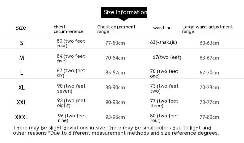 Size information chart for blush tiered street photography pettiskirt in colored mesh fabric showing measurements in centimeters and feet inches for sizes s through xxxl.