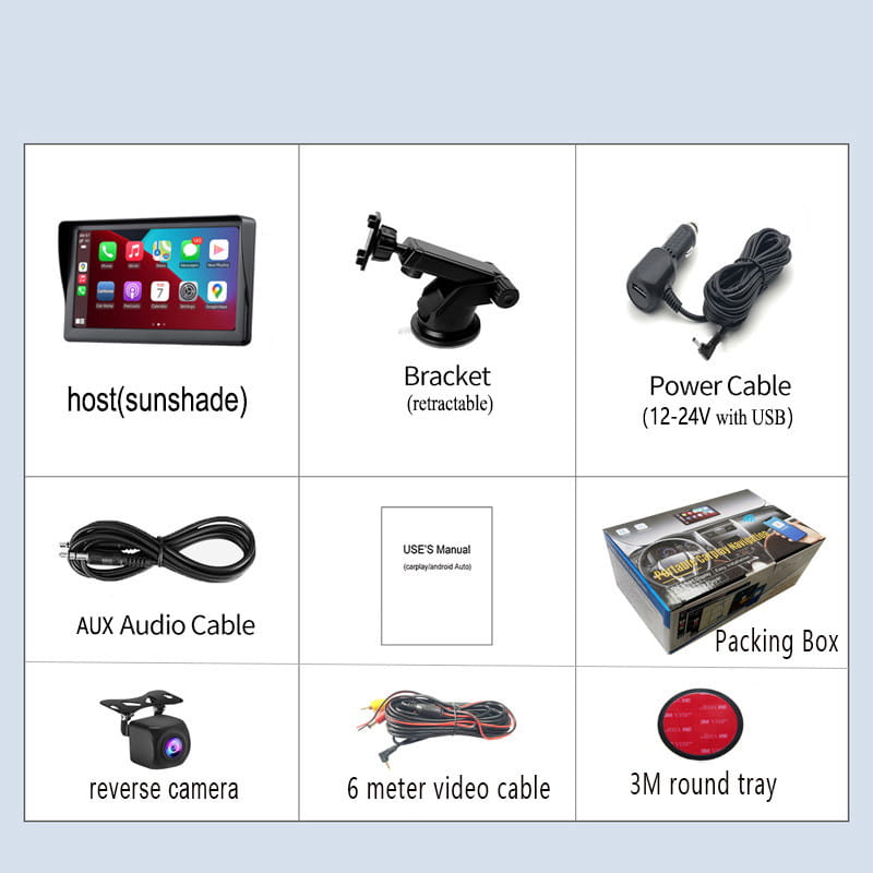 Black ips car smart touchscreen navigation system with sleek rectangular design and vibrant display showing app icons for wireless carplay and android auto integration.