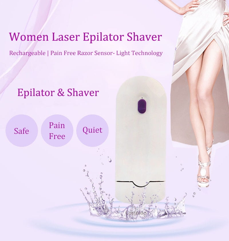 Cream-colored sleek modern induction type lady hair removal device with a purple power button designed for efficient type lady hair removal.