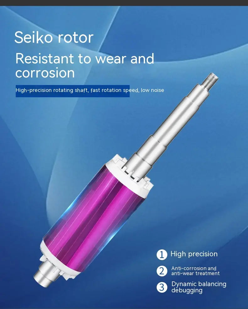 a sleek metallic seiko rotor with a vibrant purple translucent body and silver shafts for large flow small agricultural industrial submersible pump