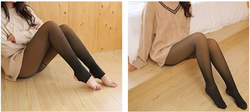 black sheer pantyhose tights with solid black ankle cuff designed as adjustable maternity leggings for comfortable support