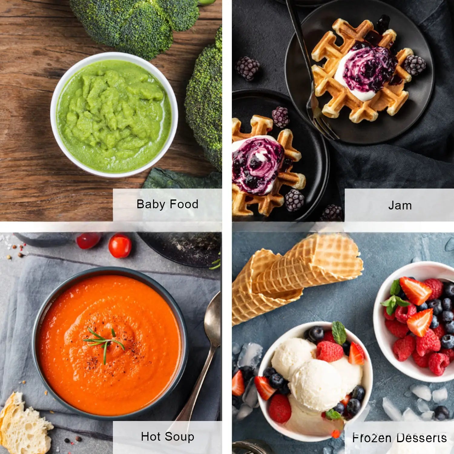 green pureed baby food in a white bowl prepared using a high-power commercial blender royale essence lux designed for efficient blending in commercial kitchens